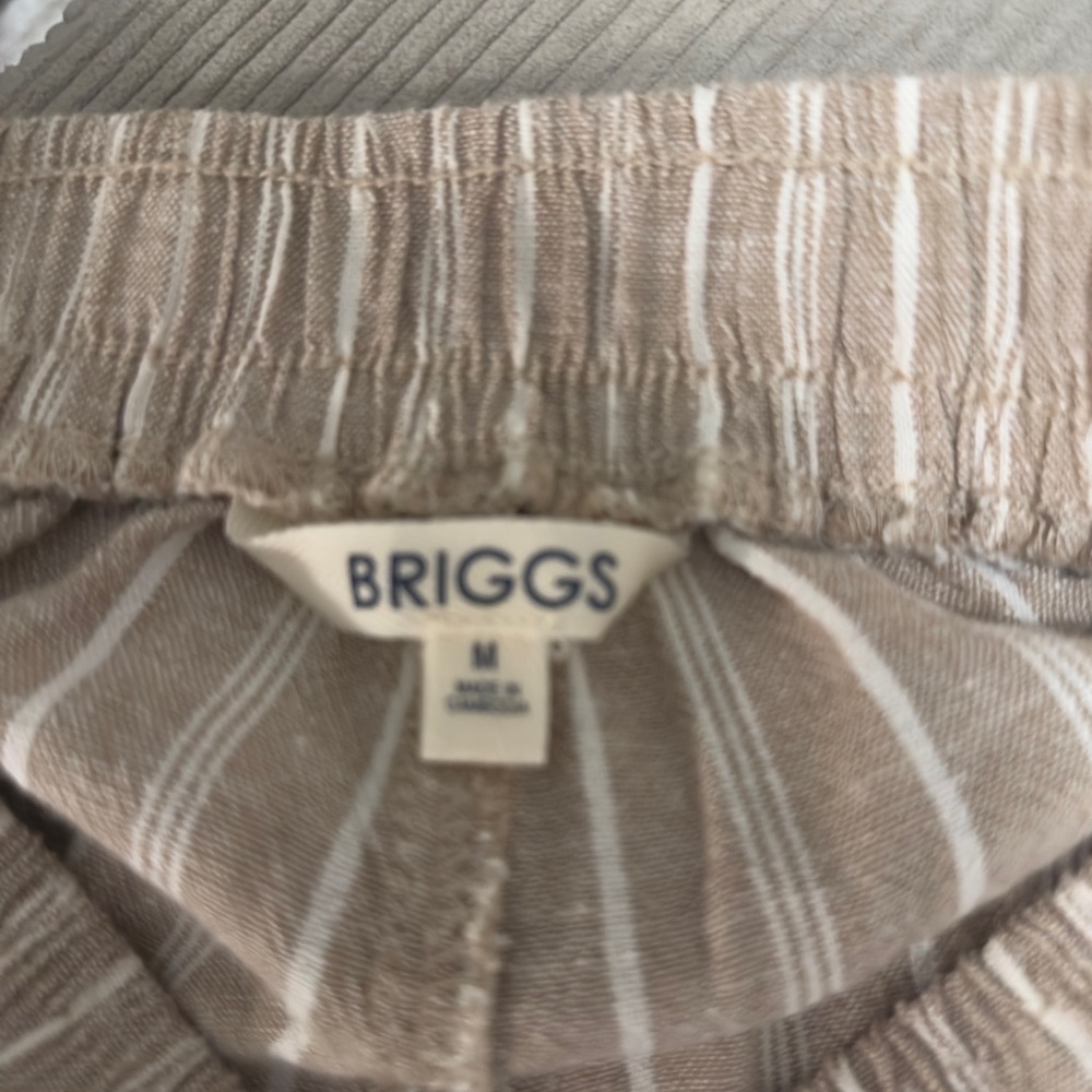 Briggs New York Navy/White & Tan/White Striped Pants M - Picture 12 of 12